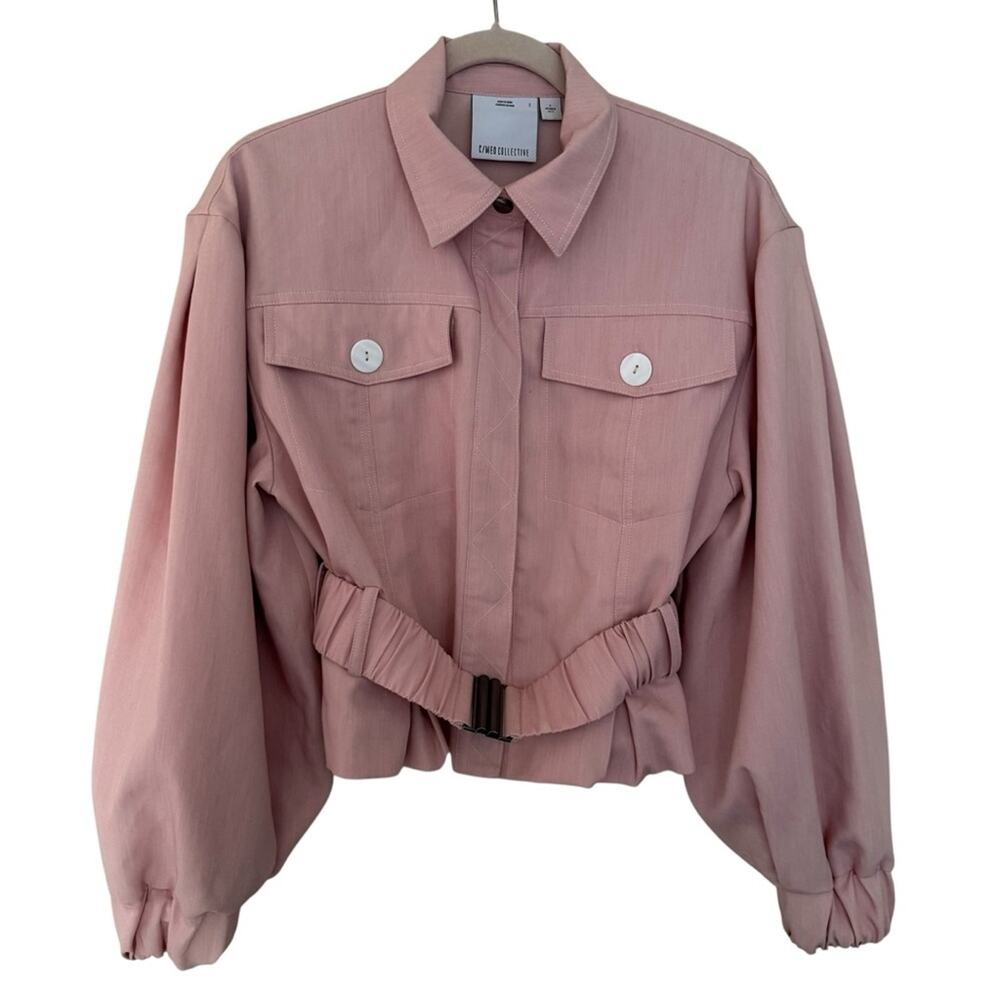 C/MEO Collective Belted Crop Jacket Pink Cropped Jacket NWOT Size Small